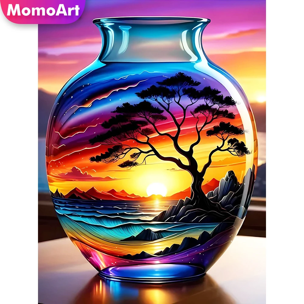 

Набор для алмазной мозаики Momoart DIY: Пейзаж с закатом и деревьями, подходит для начинающих, наборы для вышивания алмазной мозаикой в бутылках, рукоделие