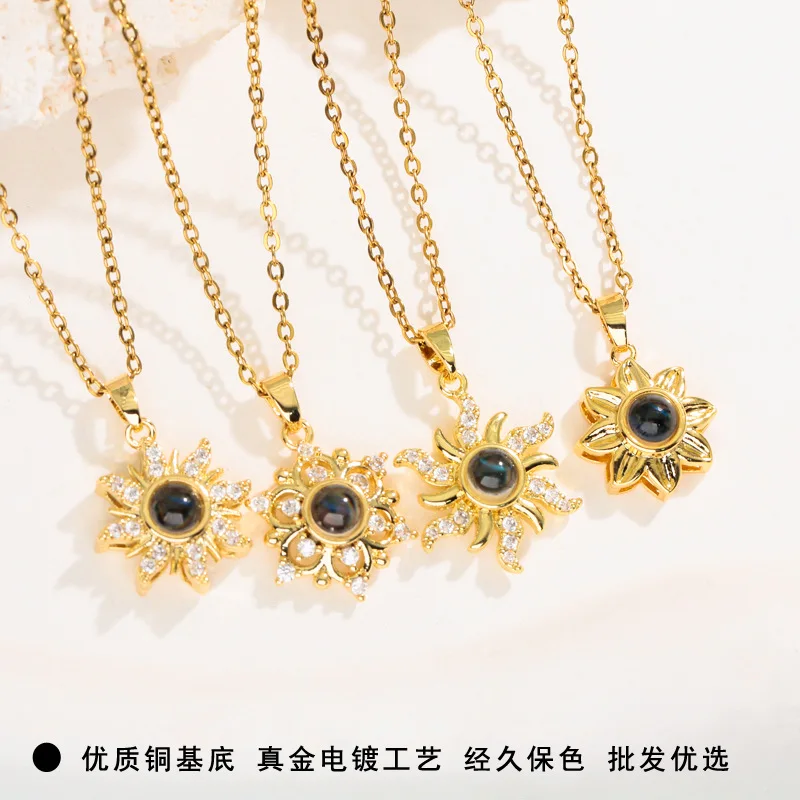 Exquisite and Fashionable Necklace, Women's Cross-border New Style, Sunflower Micro Inlaid Pendant, Projection Necklace