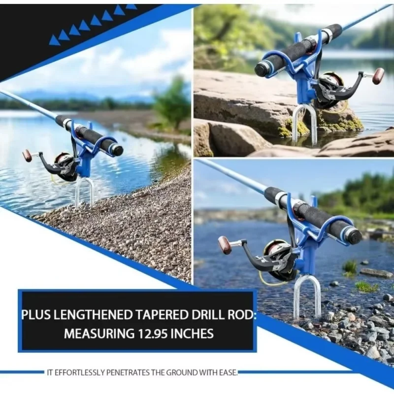 360 Degree Adjustable Fishing Rod Holder Heavy Duty Portable Foldable Stand With Ground Spike For Bank And Catfishing Rust-Proof