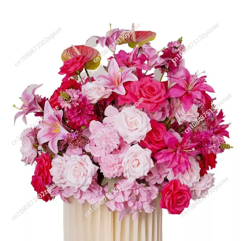 

Rose Red Artificial Flowers Wedding Deoration Road Lead Flower Ball Long Runner Flower Row Table Centerpiece Hanging Flower Row