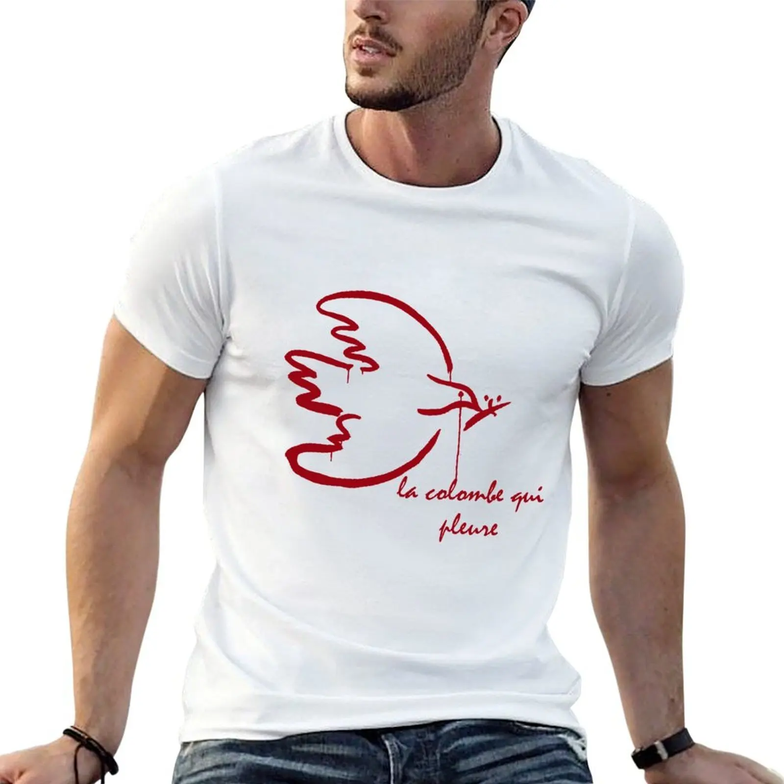 Camiseta La Colombe qui pleure, camisetas de algodón de diseñador, camiseta 100%