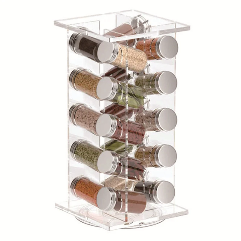 

Rotating Acrylic Spice Rack Organizer for Cabinet,20 Jar Countertop Tower Seasoning Shelf Spice Bottle Storage Stand for Kitchen