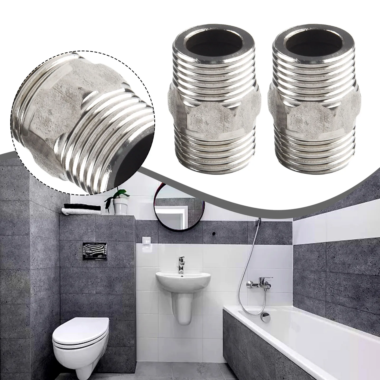 2 Pcs Show====r Hose Extension===Universal Hose Extender M=Hos==e Longer Extend For DIY ==owers Bathrooms RVs Outdoor Showers