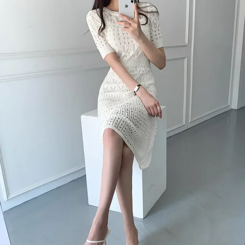 Female Dresses Midi Women's Dress Black Long Sleeve Coquette Birthday Mesh Sexy Cotton on Promotion Elegant and Beautiful G Y2k