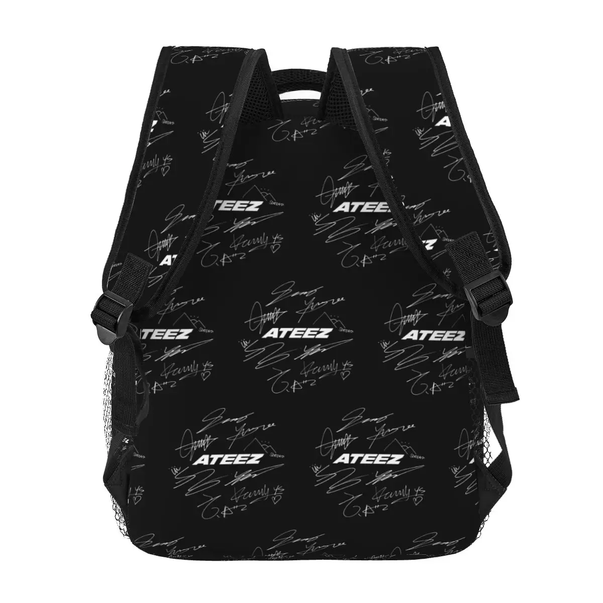 ATEEZ - شعار + توقيع (أسود) حقيبة ظهر رائجة البيع Daypack سعة كبيرة للأطفال حقيبة كتب حقيبة مدرسية حقائب كتف للرجال والنساء