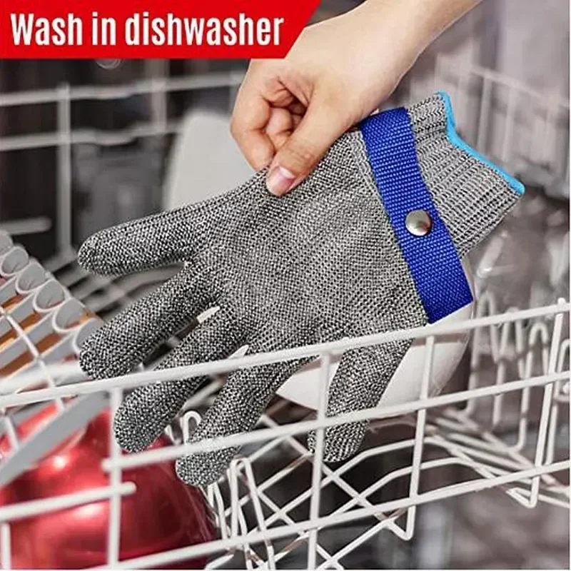 

ANSI A5 Cut Resistant Gloves Level 5 - Stainless Steel Metal Mesh Anti-Cut Protection for Butcher Food Processing & Industrial
