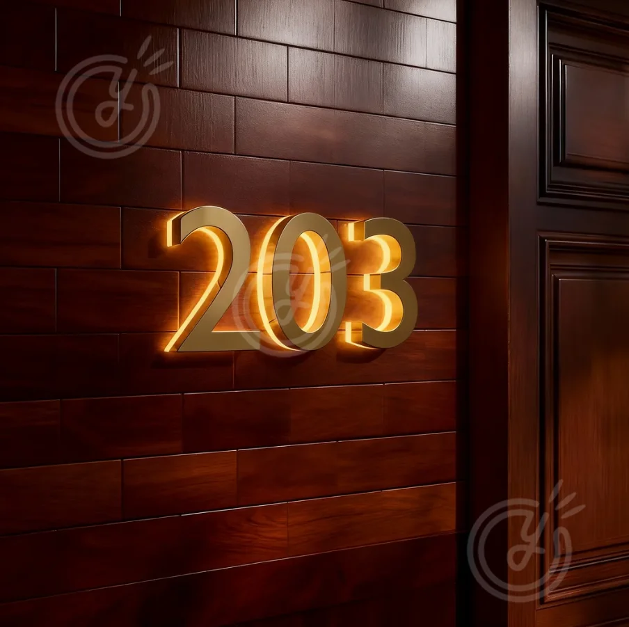 House Number Sign Logo Outdoor LED Light Panel Backlit House Decoration Custom Address Number Letters Metal Illuminated Logo