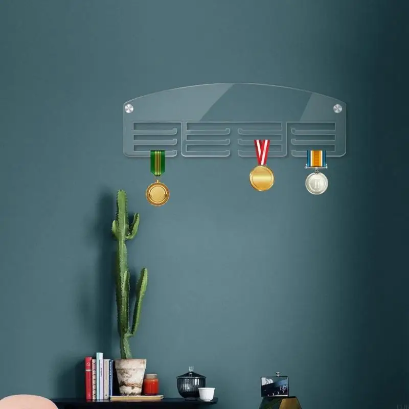 U1JB メダルディスプレイ吊りホルダーラックアクリルハンガーブラケット壁フックスポーツ用
