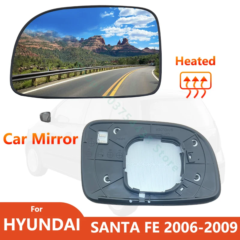Espejo retrovisor lateral izquierdo y derecho para Hyundai Santa Fe II 2006 2007 2008 2009 con piezas de espejo retrovisor lateral calefactable/coche 87611/21-2B000