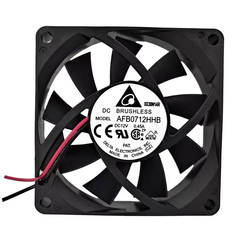 for AFB0712HHB Delta Double Ball Bearing Fan 7cm 12V DC Cooling Fan