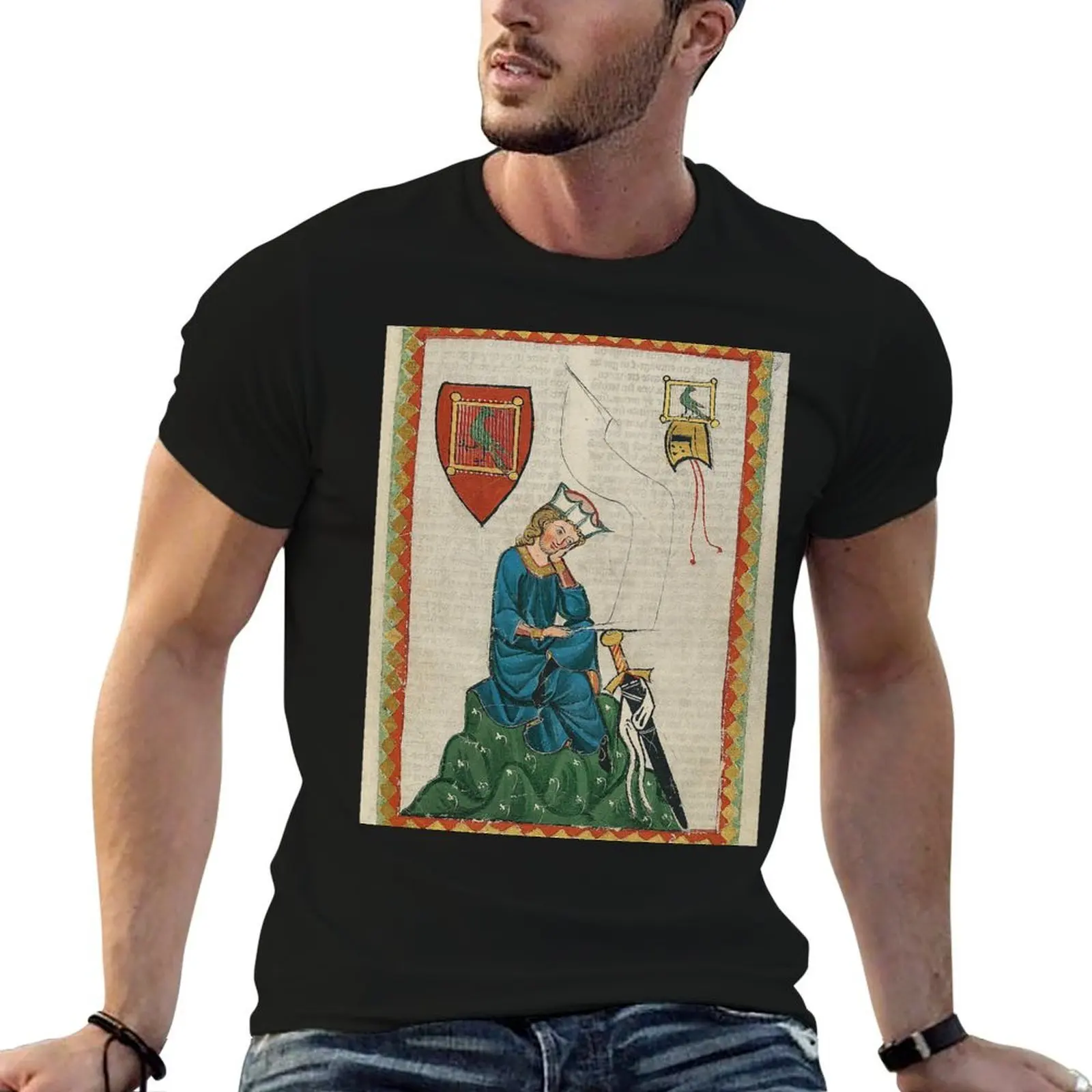 

designer cotton poet Vogelweide... der Walther T-Shirt knight German von medieval t and t shirts shirt man heavy