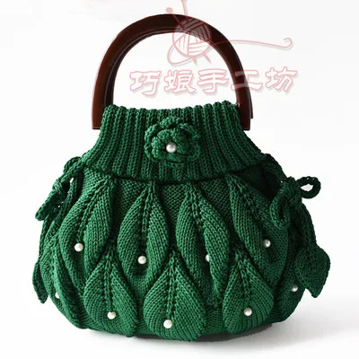 New Fashion Handmade Woven Bag Beaded Single Shoulder Underarm Casual Handbag Women\'s Customized Green Bags for Women 2021