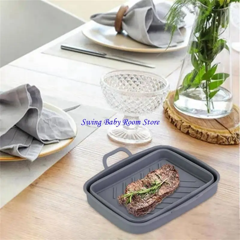 

K1AD 4 PCS Versatile Silicone Baking Tray Reusable Air Fryer Pad Silicone Pots Liners