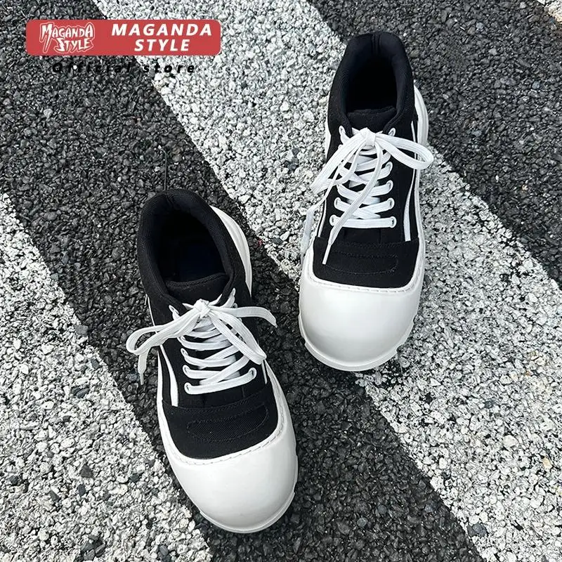 Autumn and winter high top casual shoes, men's inner height increasing canvas bread shoes trendy sports Dad shoes workwear shoes