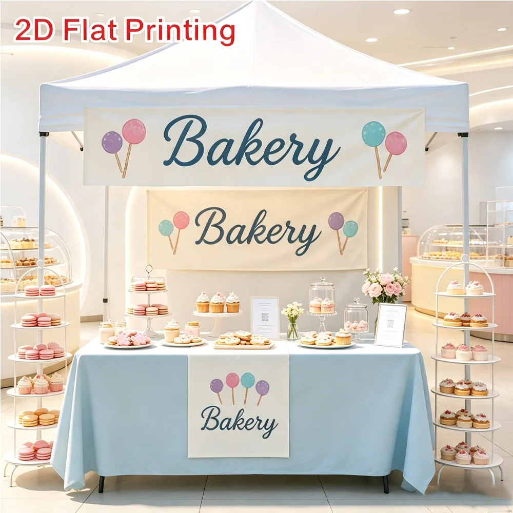 Custom Trade Show Tent Banner & Tablecloth Set, Personalized Custom Logo/Design, for Farmers' Market Exhibition