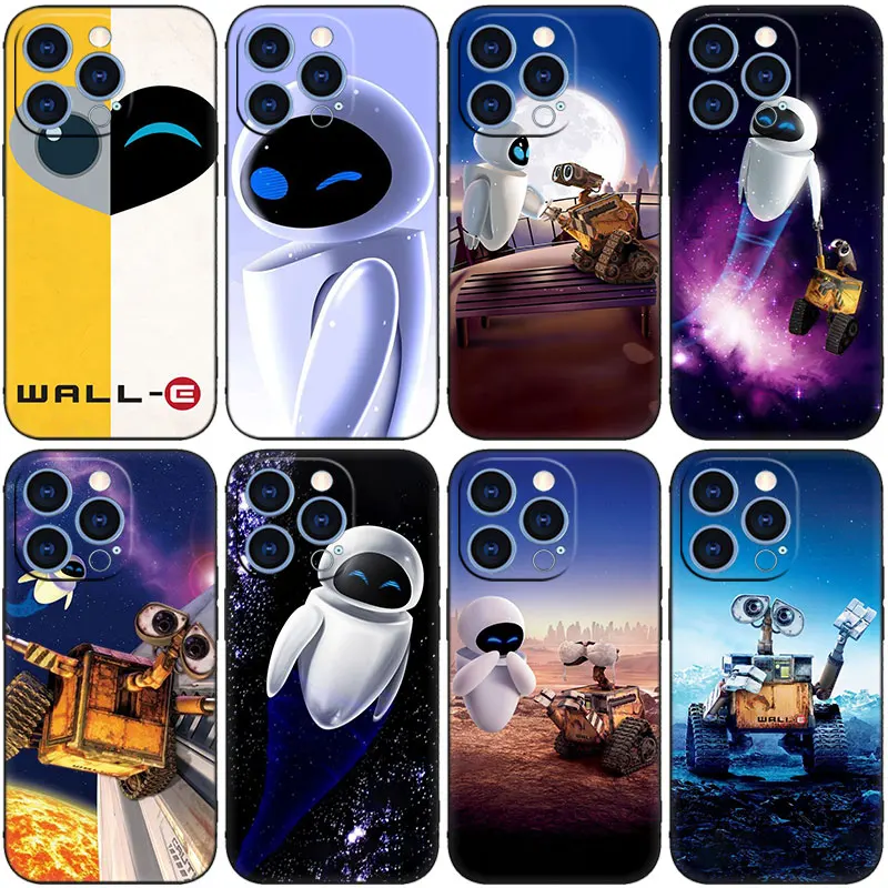 Wall-E Robot Wall E Movie Phone Case For Apple iPhone 14 13 12 Mini 11 Pro XR X XS MAX 6S 7 8 Plus 5S SE 2020 2022 Black Cover