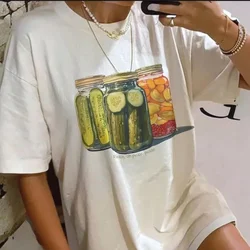 Three Pickles Jam Mystical Celestial Graphic Tshirt Women Vintage Boho Cotton Oversized T Shirt Hippie Retro Estetyczne Topy Tees