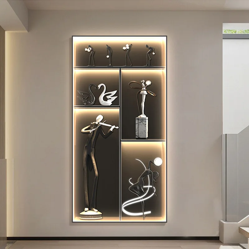 Modern Abstract Character Art LED Mural Lamp Corridor Living Room Dining Room Remote Dimming Interior