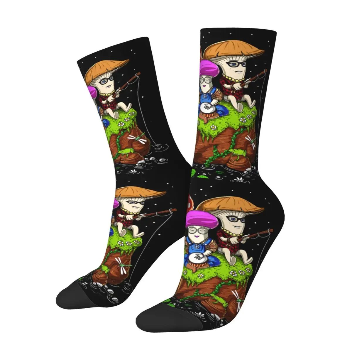 Magic Mushrooms Hippies Poster Men Women Socks Windproof Novelty Spring Summer Autumn Winter Stockings Gift