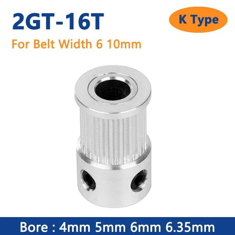 1/10pcs 16 Teeth 2GT Timing Pulley GT2 16T Aluminum Alloy Synchronous Wheel for Belt Width 6/10mm Bore 4-6.35mm 3D Printer Parts