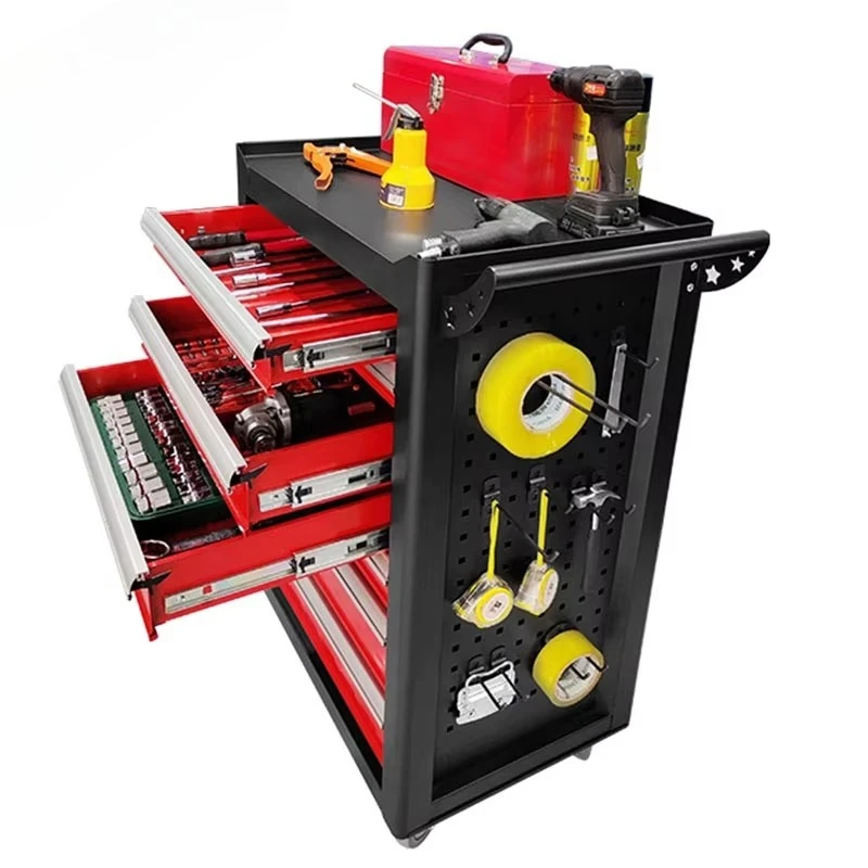 a for 7 Drawers Lockable Anti-Theft  Tool Trolley Metal Workshop Garage Storage Tool Cabinet with Handle and Wheels