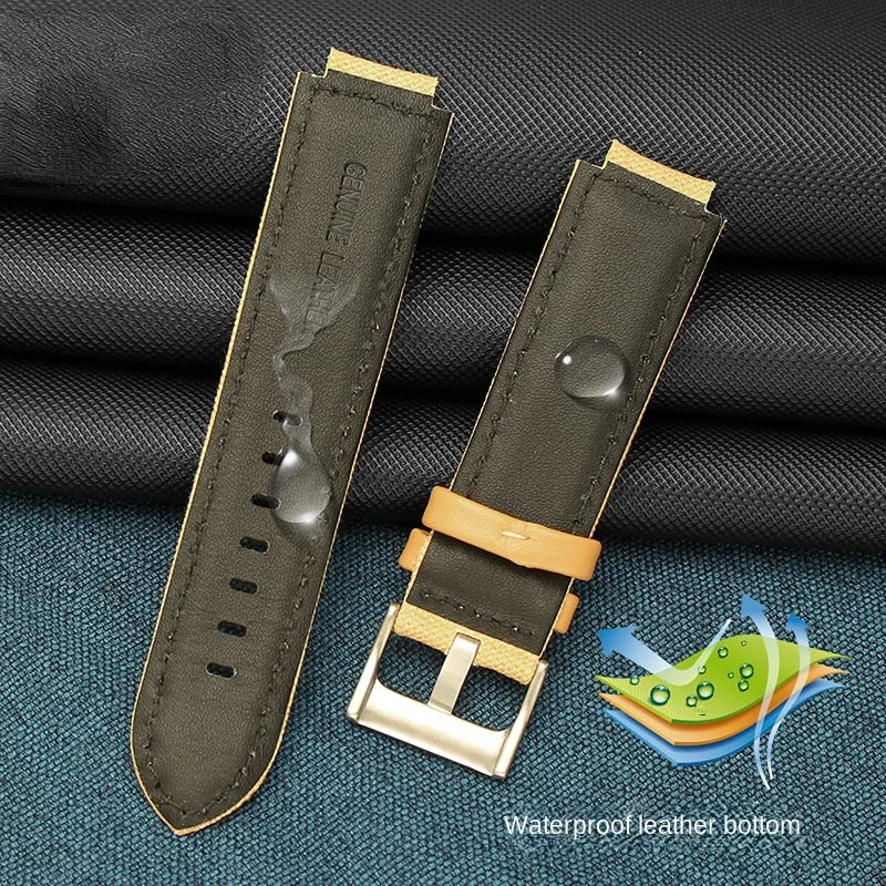 Sports canvas Watchband cowhide bottom For TIMEX T2N720 T2N721 TW2R55500 24*16mm Army green brown Men\'s Watch Strap Bracelet