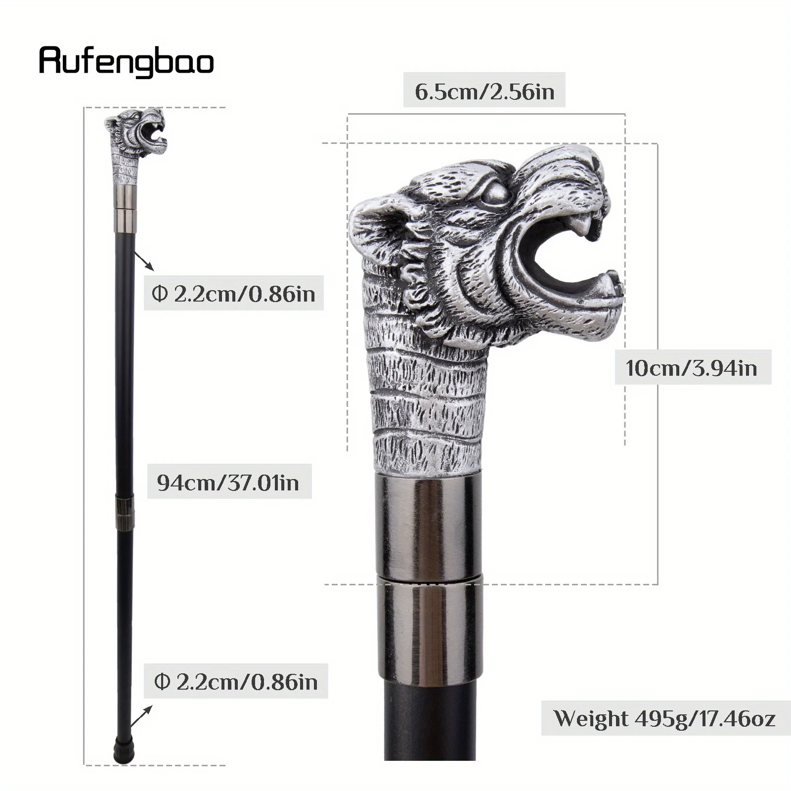 Silver Resin Leopard Head Cane Fashion  Performance Stage Cane Stick Decorative Cane Cosplay And Parties, For Cosplay & Party