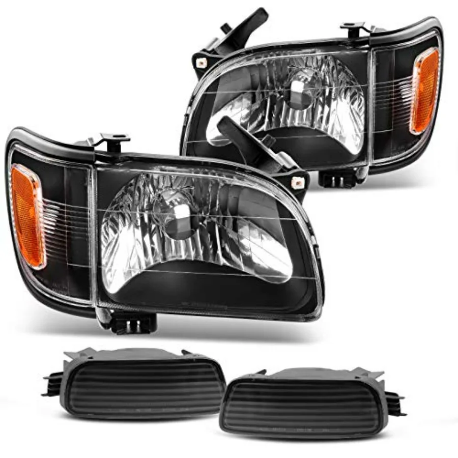 

Headlight Assembly Compatible with 2001 2002 2003 2004 Tacoma Black Housing Headlights Replacement with Bumper Lights Passenger