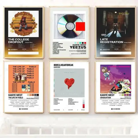 Skandinavische minimalistische Wandkunst, Hip Hop, Rapper, Kanye West, Abschlussalbum, Cover, Poster, Drucke, Zuhause, Schlafzimmer, Wohnzimmer, Dekor