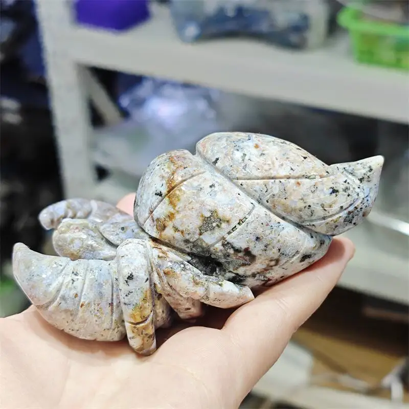 Natural Chrysocolla Hermit Crab Carving Gift Small Healing Crystal Gemstone Carved Sculpture Collection 1pcs
