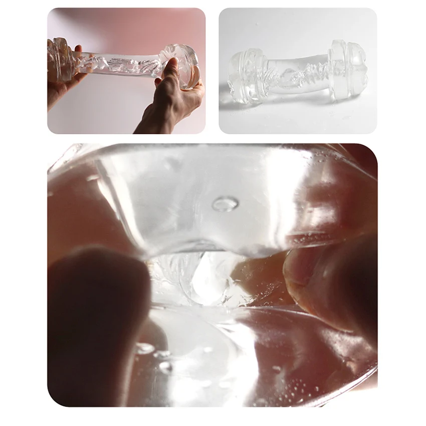 Male Masturbator Cup Transparent Jelly Soft Pussy Real Vagina Glans Sucking  Male Masturbator Adult Endurance Exercise Sex Toys