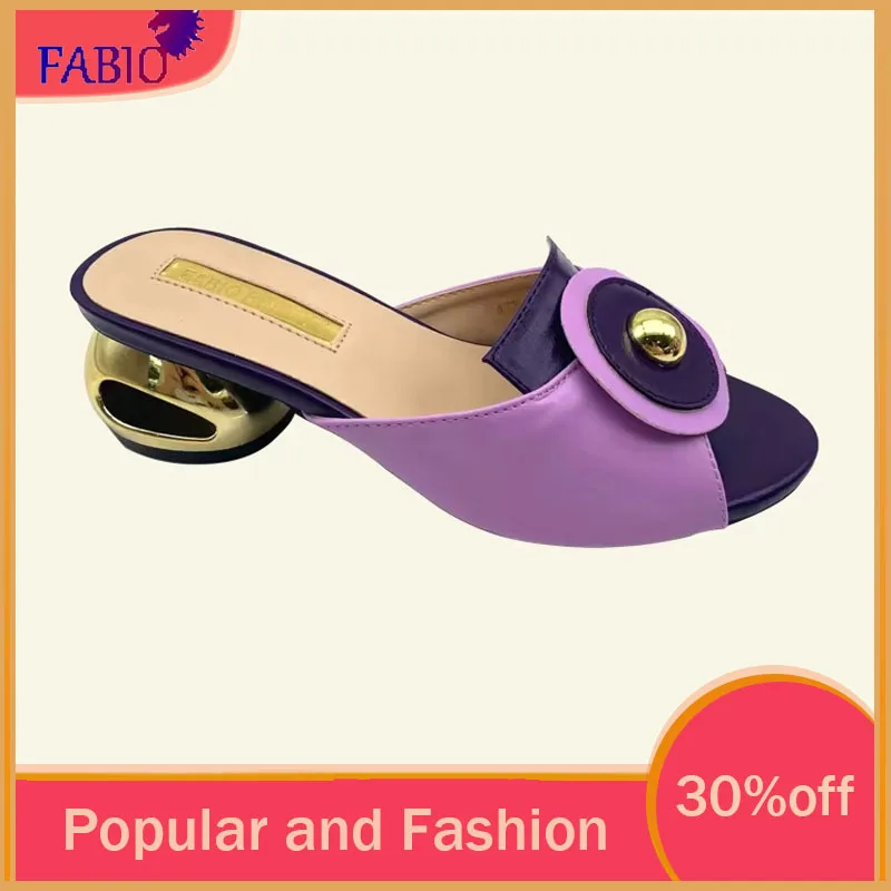 FABIO PENNY Women\'s Multicolored Midheel Slippers Italian-Style Comfortable Casual Party Banquet Shoes