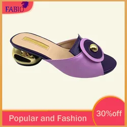 FABIO PENNY Women's Multicolored Midheel Slippers Italian-Style Comfortable Casual Party Banquet Shoes