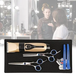 Salon Barber Mat for Nonslip Barbershop Counter Mat PVC Black Flexible Thick Table Mat Organizer Pad for Scissors Accessory Supp