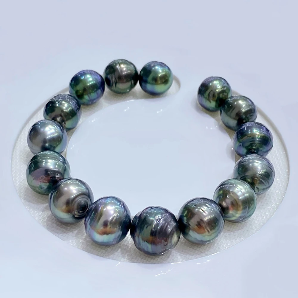 Natural Tahitian Thread Baroque Pearl Bracelet Loose Beads 10-11mm Extremely Bright and Colourful Luster Thick Layer Sea Pearl