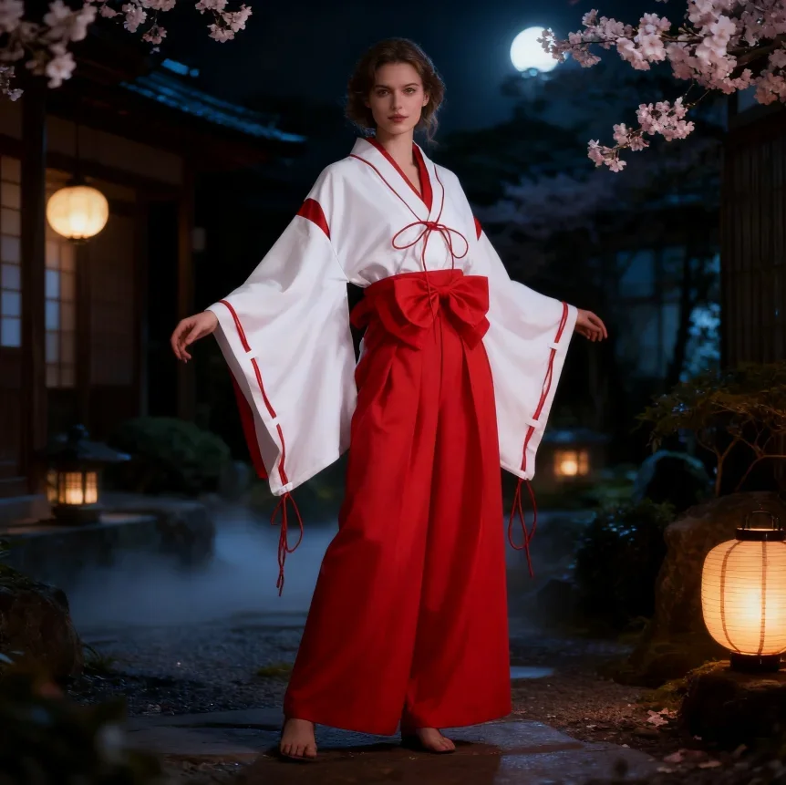 

Inuyasha Anime COSPLAY Costume The Same Style As Kikyo's Shrine Maiden Kimono Halloween Party Costume for The Anime Exhibition