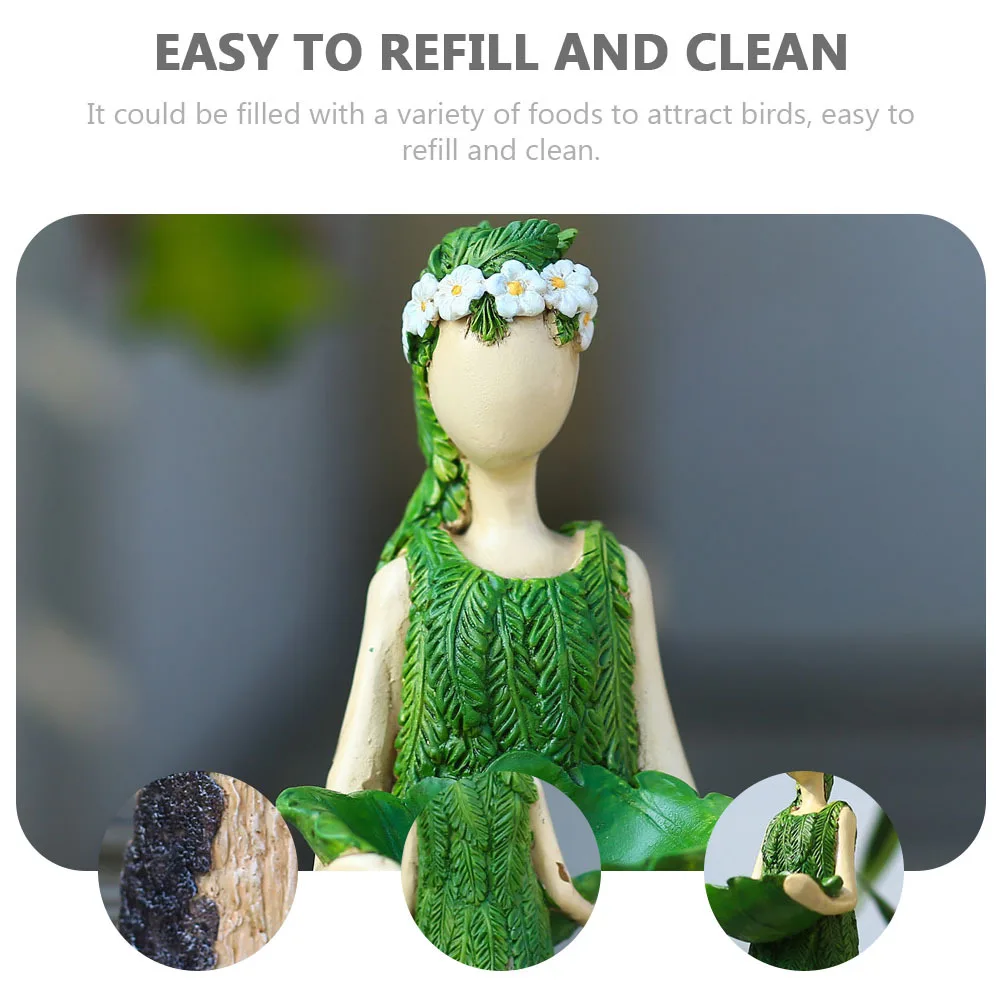

1pc Garden Ornament Resin Bird Feeder Large Capacity Outdoor Yard Feeding Tool For Multiple Birds Durable Bird