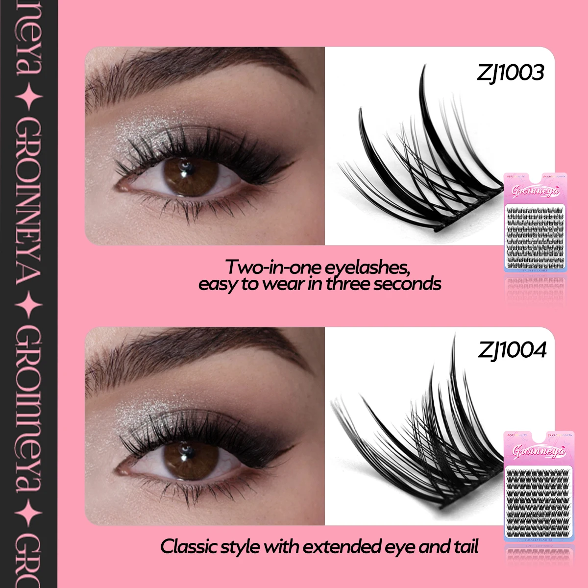 GROINNEYA lashes clusters False Eyelash Clusters Extensions Individual Lashes Cluster Natural DIY Eyelashes Extensions Makeup