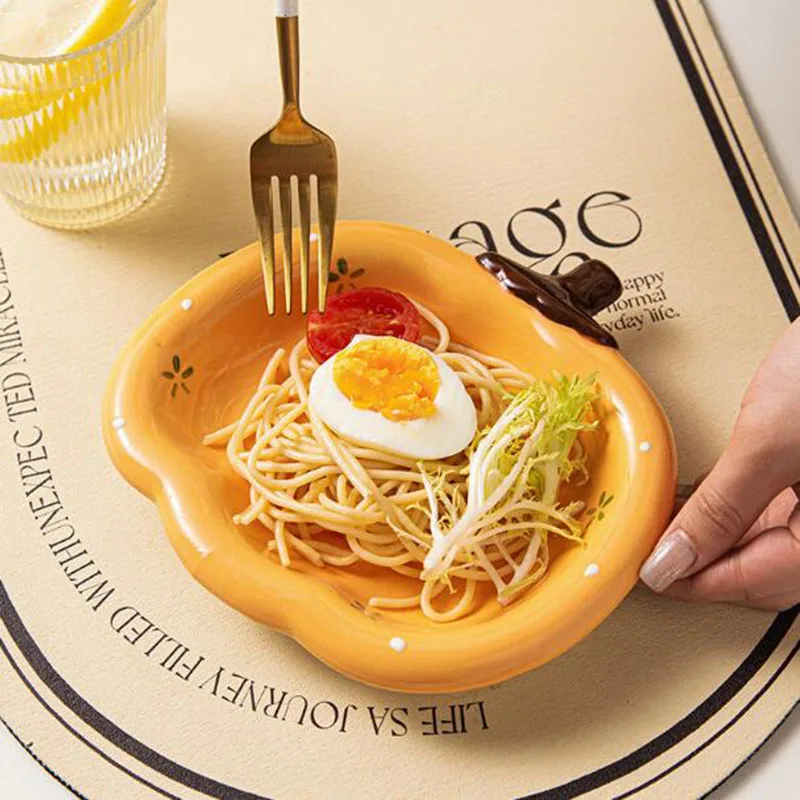 Porcelain Household Fruit Plate Cartoon Salad Vegetable Dish Pumpkin Strawberry Pineapple Dish Ceramic Crafts Kitchen Tableware