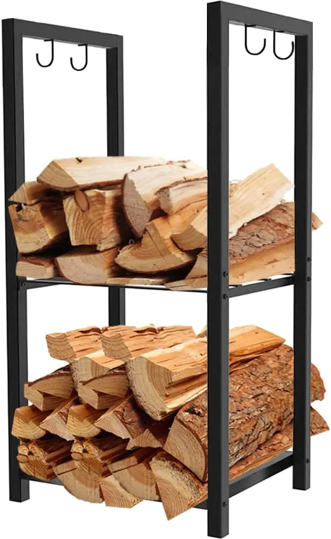 

2-Tier Firewood Storage Rack for Indoor Fireplace or Outdoor Patio, Durable and Space-Saving