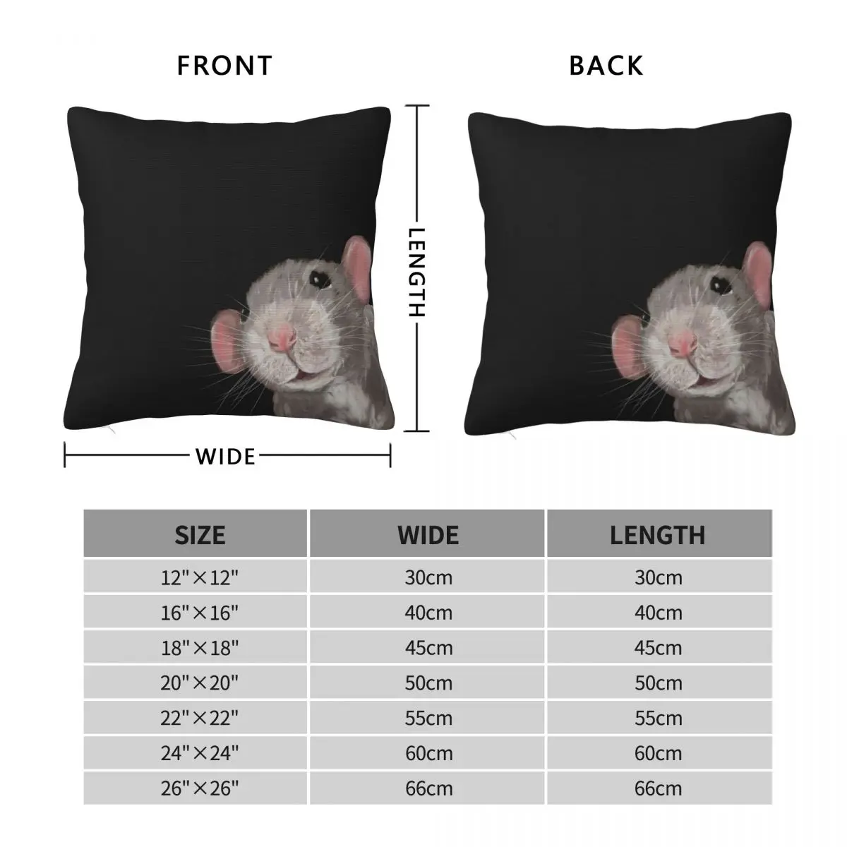 Curious Little Rat Peeking Square Pillowcase Polyester Linen Velvet Printed Zip Decor Home Cushion Cover