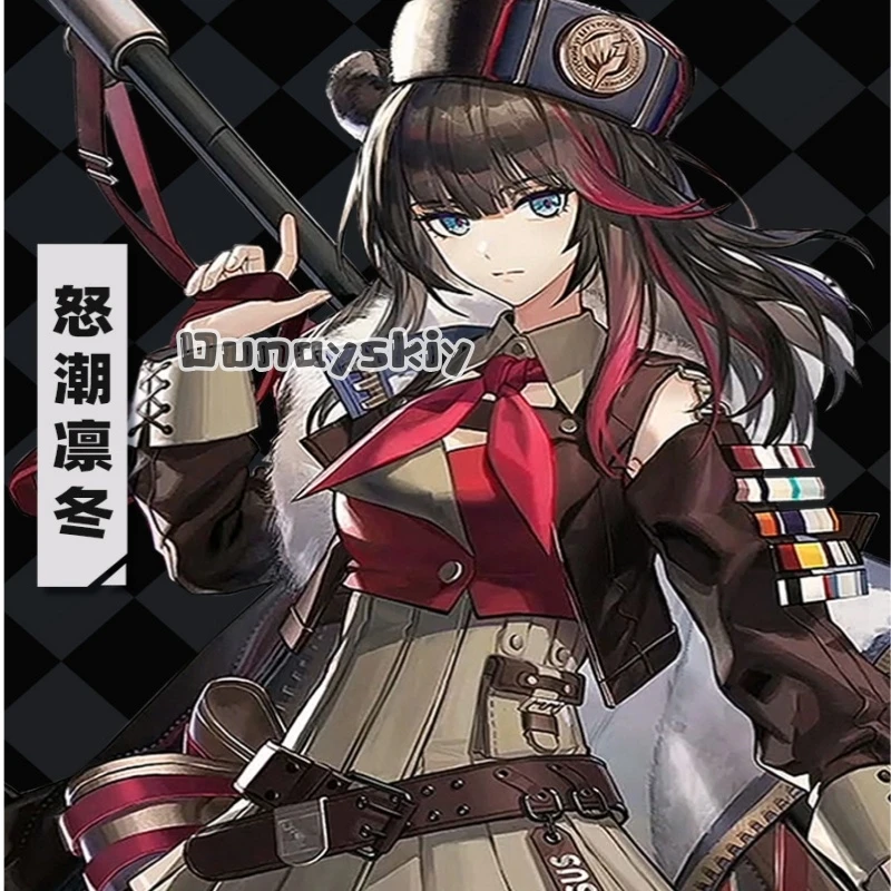 

LWW08*Arknights Role Playing Cloak Coat Hat Gloves Short Skirt Uniform Cosplay Costume Stormy tide in winter Halloween party