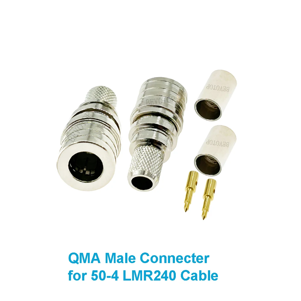 1PCS LMR240 QMA Male / Female Bulkhead Plug Wire Connector 50 Ohm 50-4 QMA Connector for LMR240 Cable BEVOTOP Connector