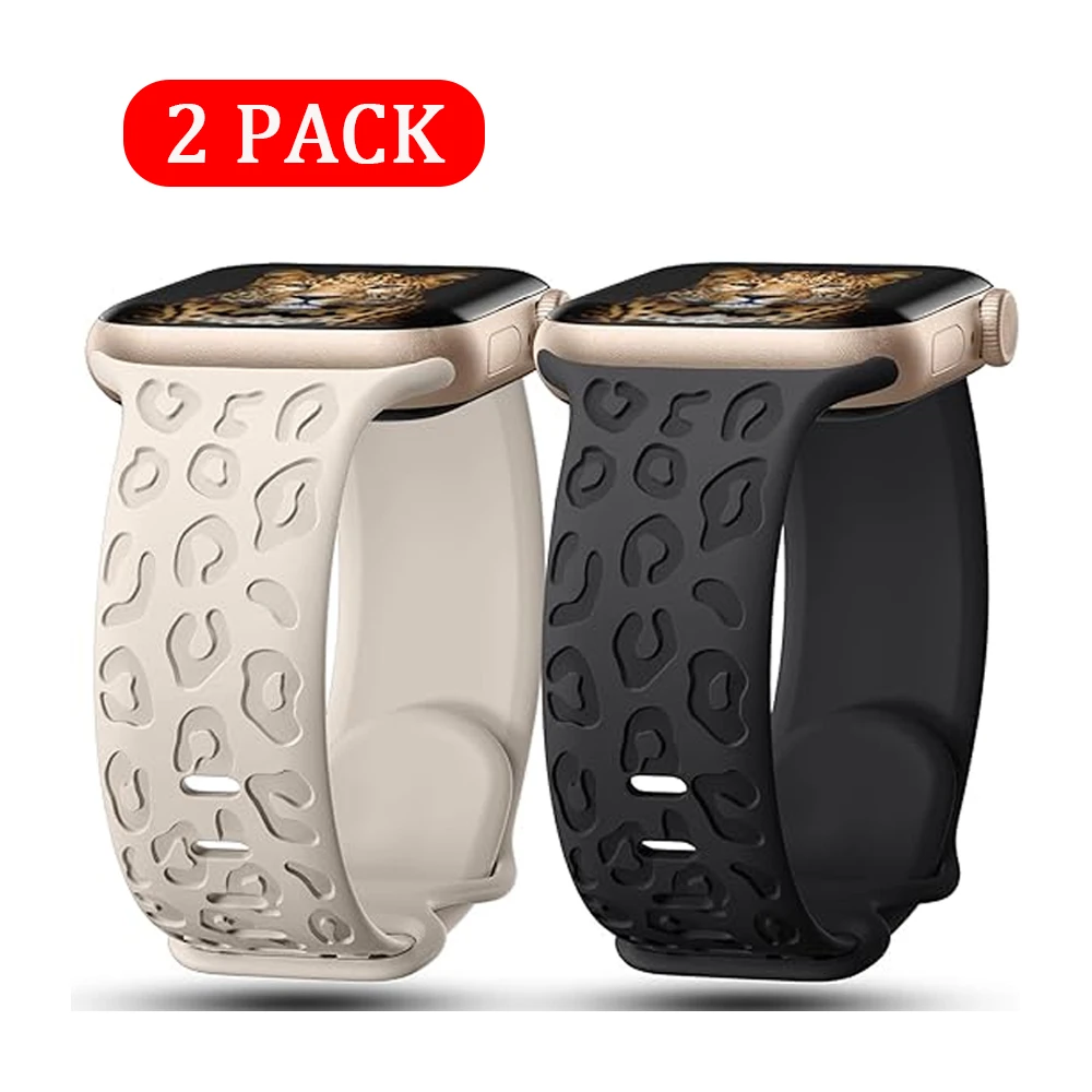 2 Pack Straps For Apple Watch Band 45mm 46mm 44mm 42mm 41mm 40mm 49mm Engraved correa bracelet iWatch 10 9 7 se 6 8 5 4 ultra 2