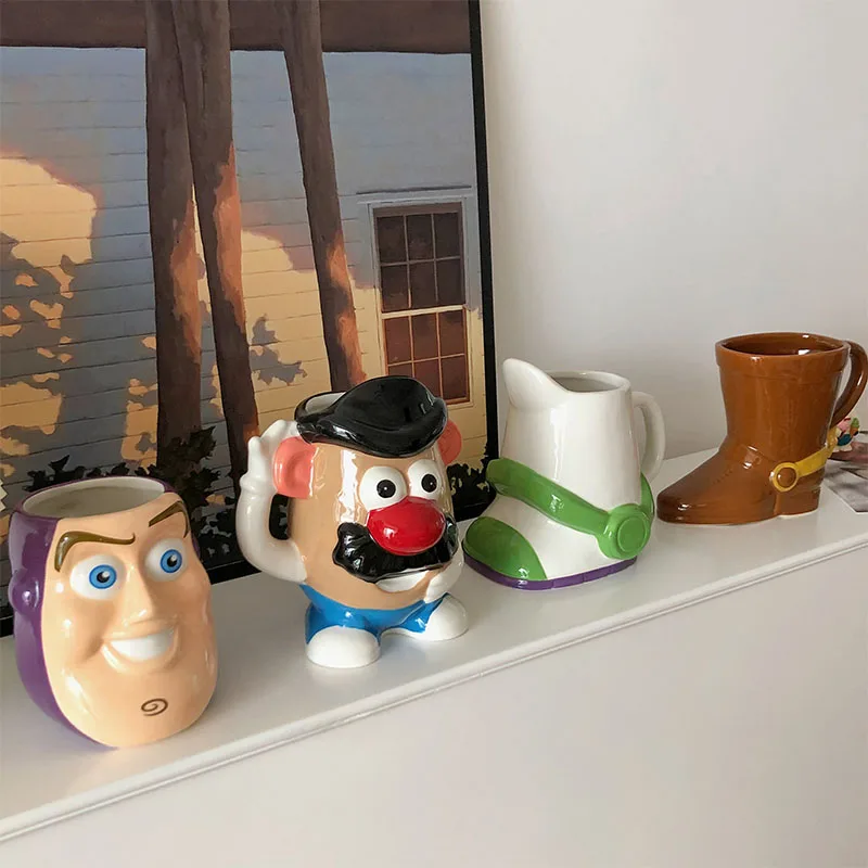 Disney Toy Story Buzz Lightyear Ceramic Mugs Action Figure Toys Cute Woody Disney Mr. Potato Mug Cup  Kids Gifts