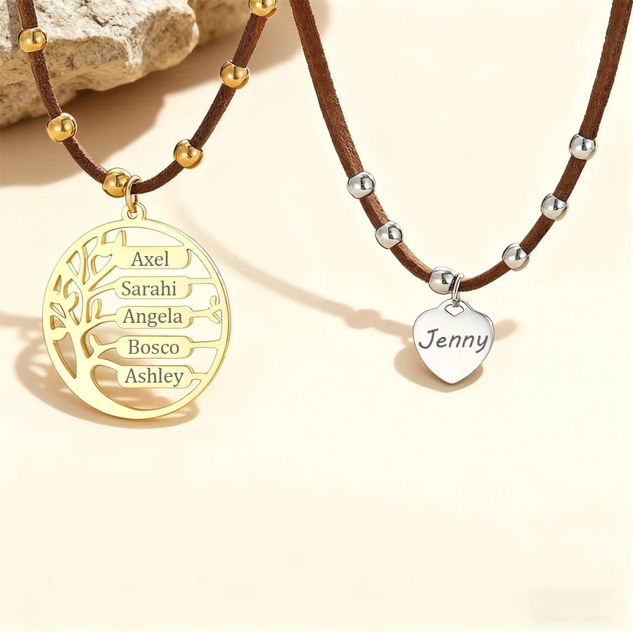 

Acheerup на заказ выгравированное имя, дата, веревочная цепочка, ожерелье для женщин и мужчин, кулон в форме сердца из нержавеющей стали, семейные ювелирные изделия, подарок