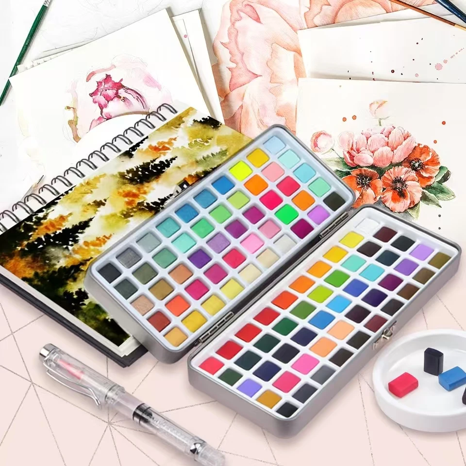 50-168 Colors Watercolor Pigment Set WaterSolid Painting Suit Box Package Professional Stionery Gift Art Supply