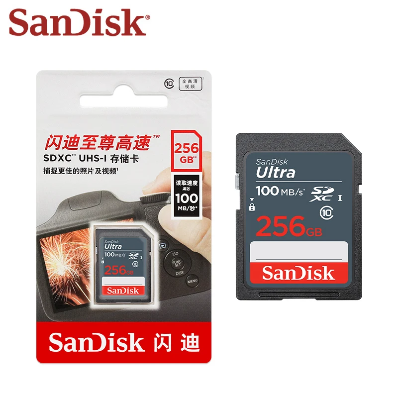 SanDisk Ultra Original SD card 16GB 80MB/s 32GB 64GB 128GB 256GB 100MB/s SDHC/SDXC C10 4K FULL HD  USH-1 Support for Camera