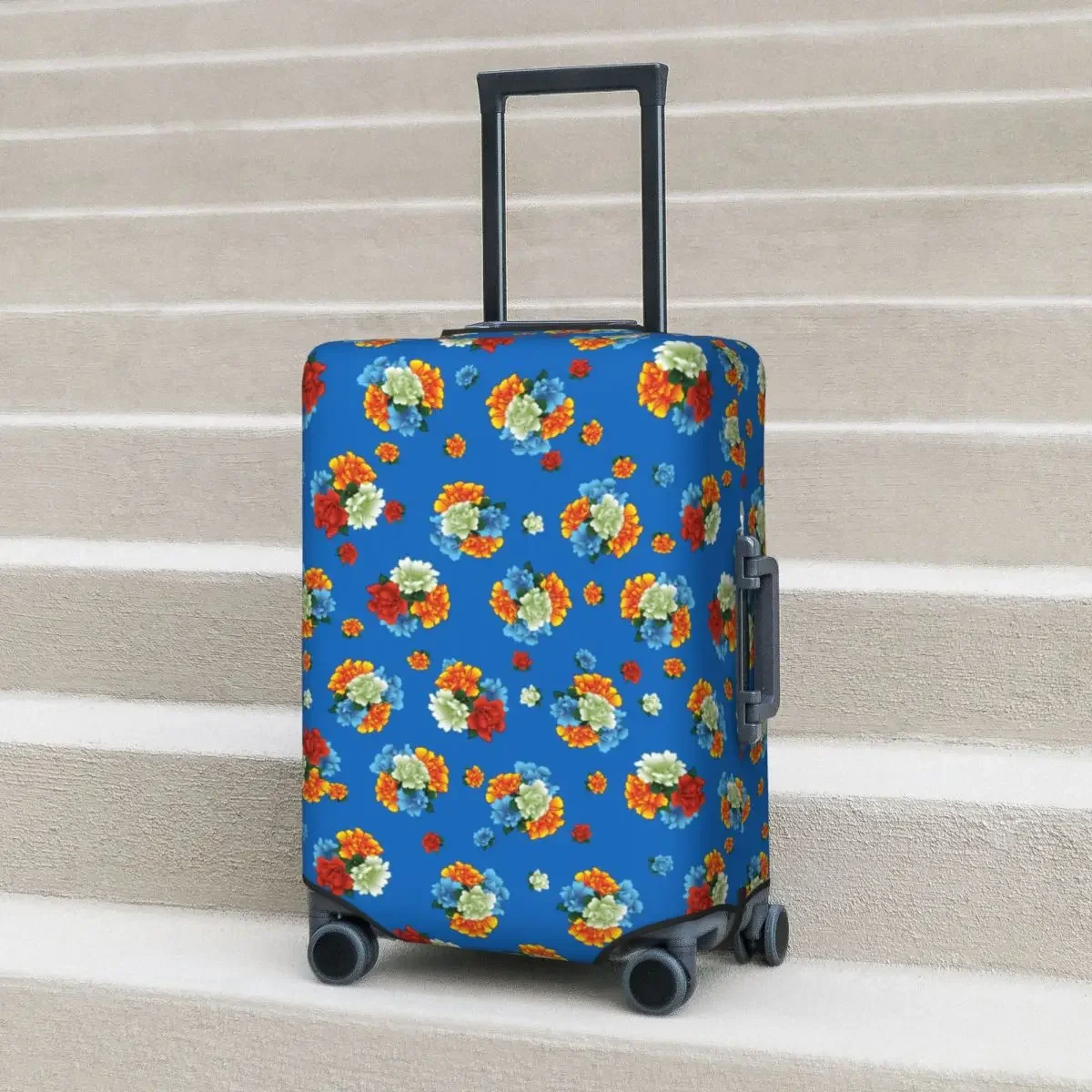 Blue Flower Suitcase Cover Hawaii Boho Vacation Travel Fun Luggage Case Protection