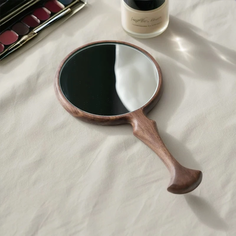 กระจกพกพาด้ามไม้ กระจกเงาสำหรับงานปักหางปลา กระจกเงาสีเงินแบบพกพาสำหรับร้านเสริมสวย อุปกรณ์แต่งหน้าส่วนตัว